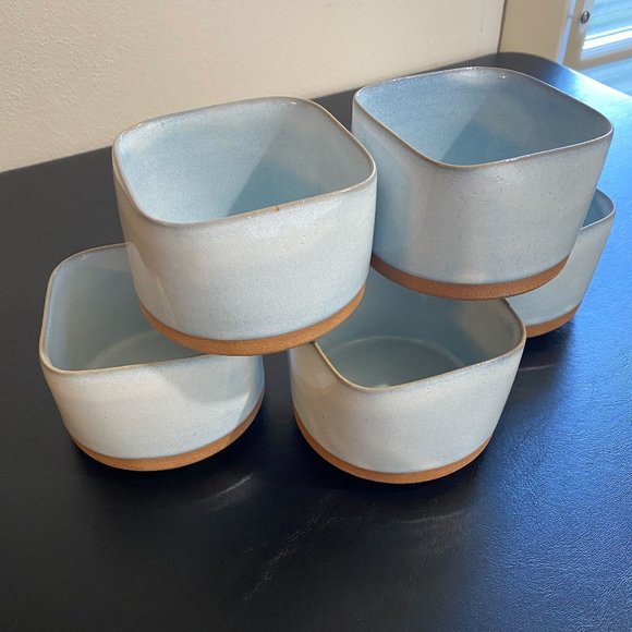 Five Teacups, Japanese Hand Thrown, Ice Blue - Picture 3 of 8